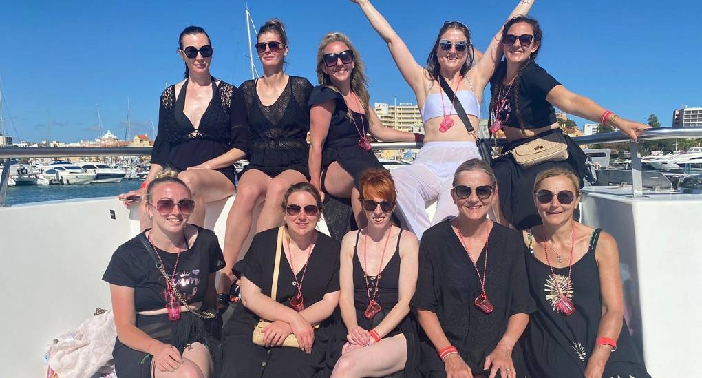 Hen party in the sun enjoying chartering a boat