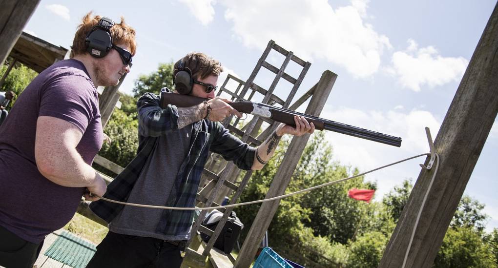 Stag taking aim at the Clay Pigeon Shooting range